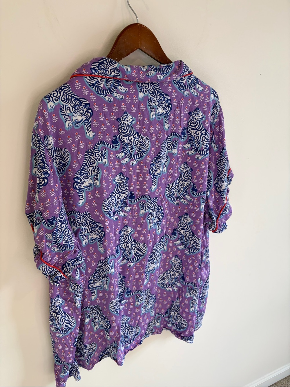 Printfresh Purple Tiger Queen Short Sleeve Pajama Set Plus Size 5X - Picture 10 of 14
